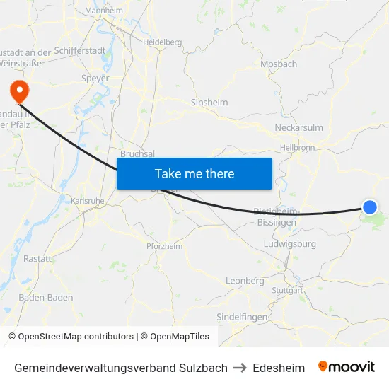 Gemeindeverwaltungsverband Sulzbach to Edesheim map