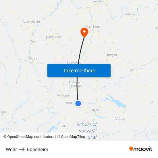 Wehr to Edesheim map