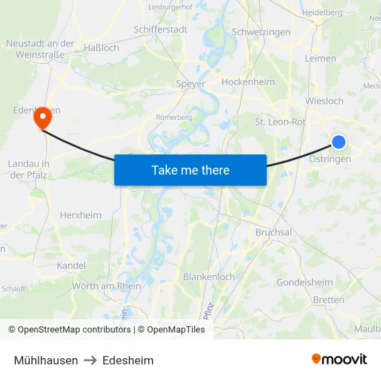 Mühlhausen to Edesheim map