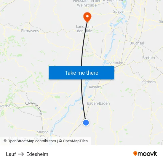 Lauf to Edesheim map