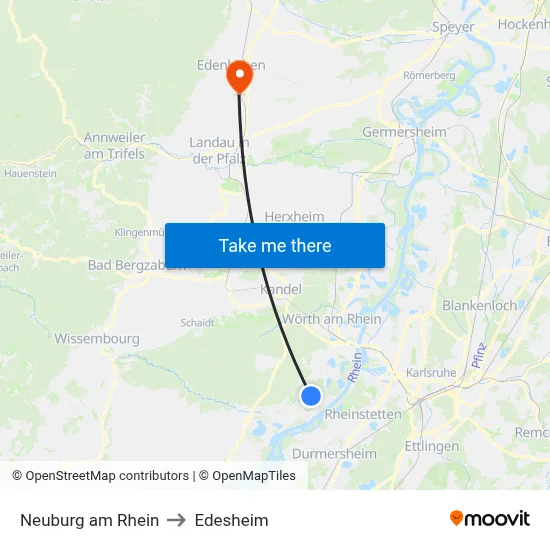 Neuburg am Rhein to Edesheim map