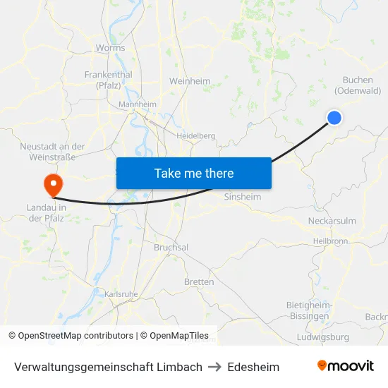 Verwaltungsgemeinschaft Limbach to Edesheim map