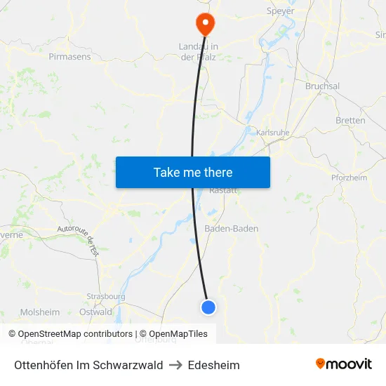 Ottenhöfen Im Schwarzwald to Edesheim map