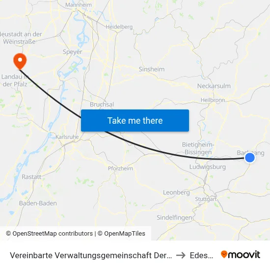 Vereinbarte Verwaltungsgemeinschaft Der Stadt Backnang to Edesheim map