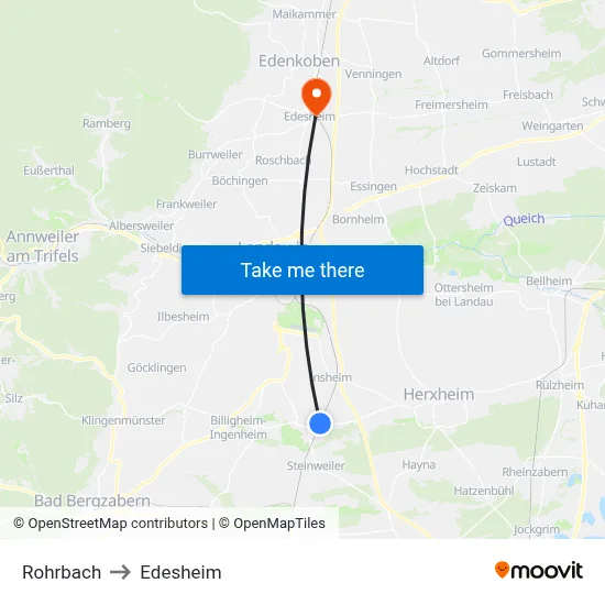Rohrbach to Edesheim map