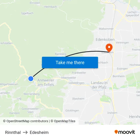 Rinnthal to Edesheim map
