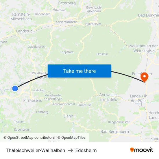 Thaleischweiler-Wallhalben to Edesheim map