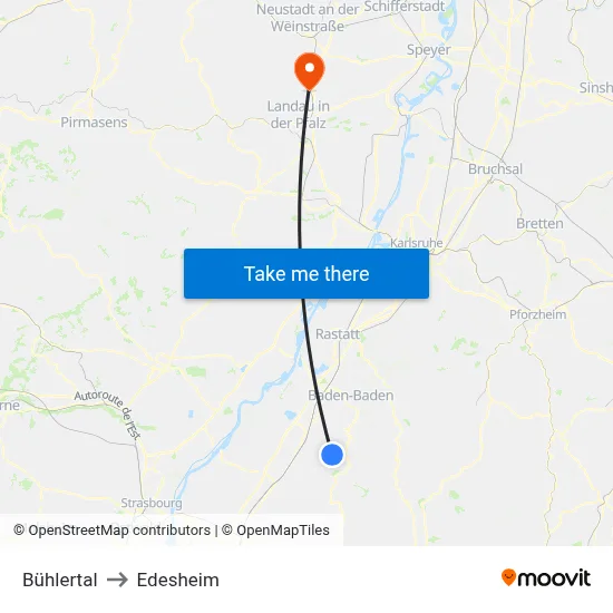Bühlertal to Edesheim map