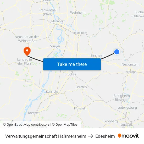 Verwaltungsgemeinschaft Haßmersheim to Edesheim map