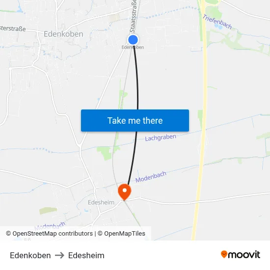 Edenkoben to Edesheim map