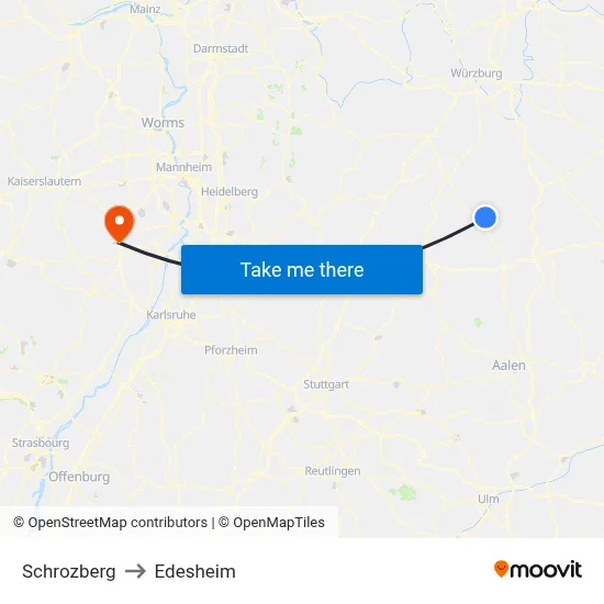 Schrozberg to Edesheim map