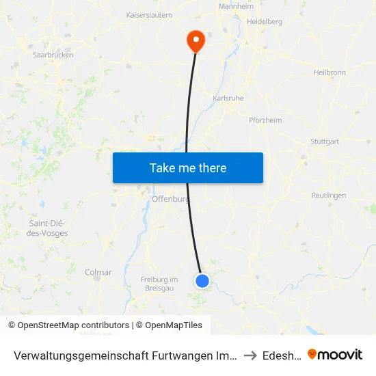 Verwaltungsgemeinschaft Furtwangen Im Schwarzwald to Edesheim map