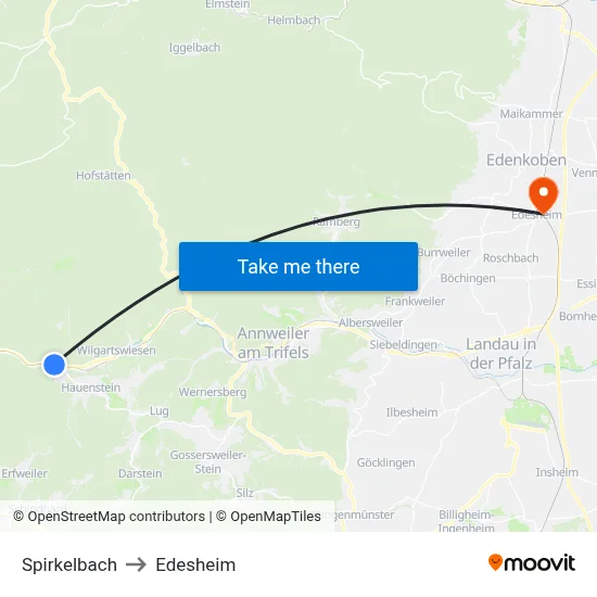 Spirkelbach to Edesheim map