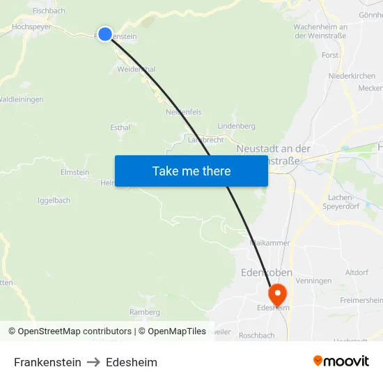 Frankenstein to Edesheim map