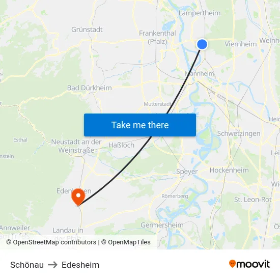 Schönau to Edesheim map