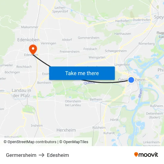 Germersheim to Edesheim map