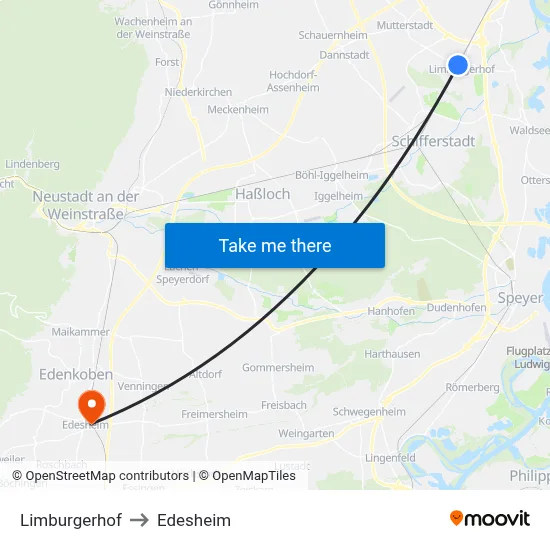 Limburgerhof to Edesheim map