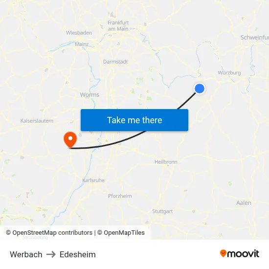 Werbach to Edesheim map