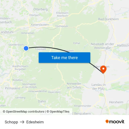 Schopp to Edesheim map