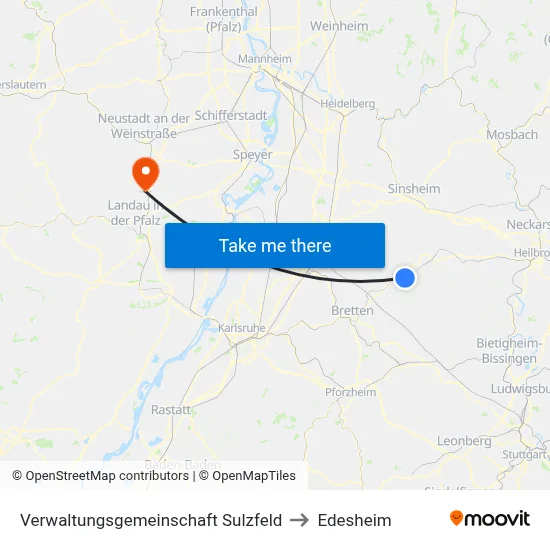 Verwaltungsgemeinschaft Sulzfeld to Edesheim map