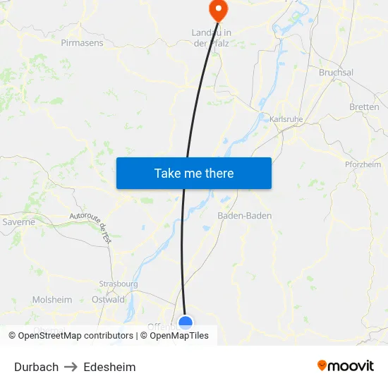 Durbach to Edesheim map