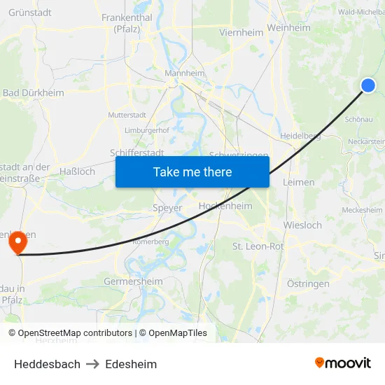 Heddesbach to Edesheim map