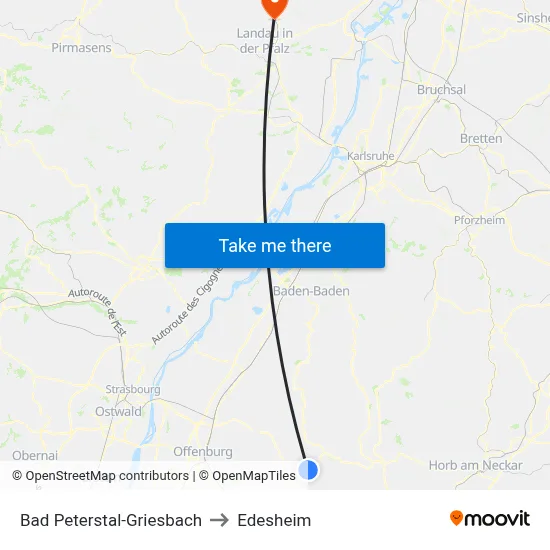 Bad Peterstal-Griesbach to Edesheim map