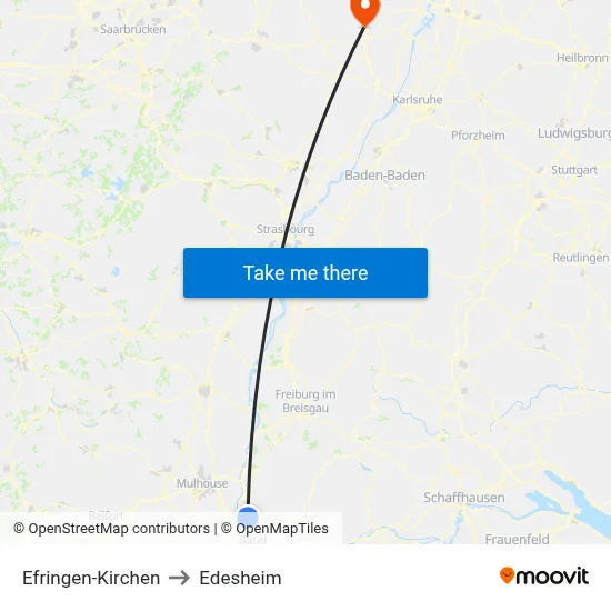 Efringen-Kirchen to Edesheim map