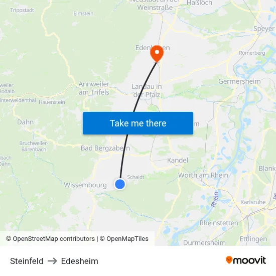 Steinfeld to Edesheim map