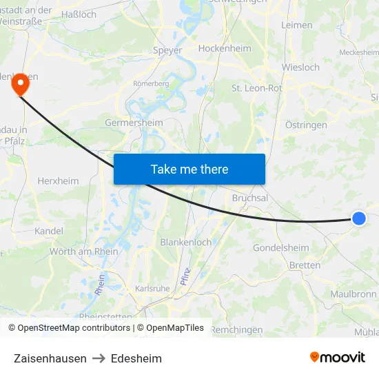 Zaisenhausen to Edesheim map