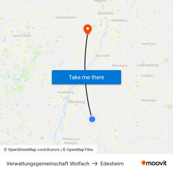 Verwaltungsgemeinschaft Wolfach to Edesheim map