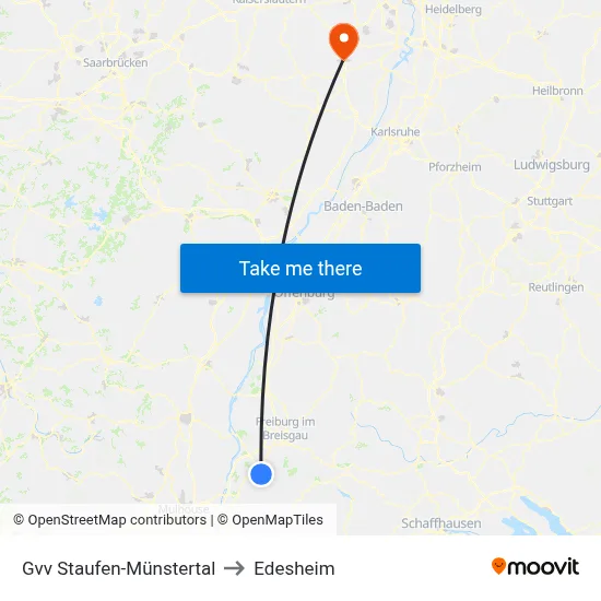 Gvv Staufen-Münstertal to Edesheim map