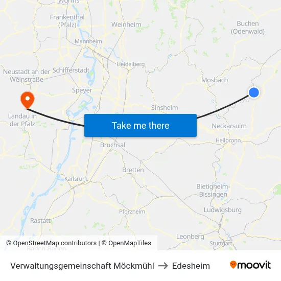 Verwaltungsgemeinschaft Möckmühl to Edesheim map