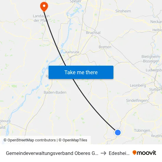 Gemeindeverwaltungsverband Oberes Gäu to Edesheim map
