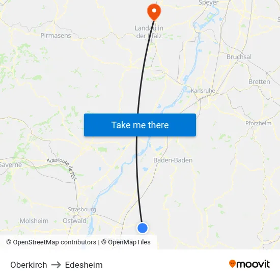 Oberkirch to Edesheim map