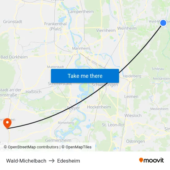 Wald-Michelbach to Edesheim map