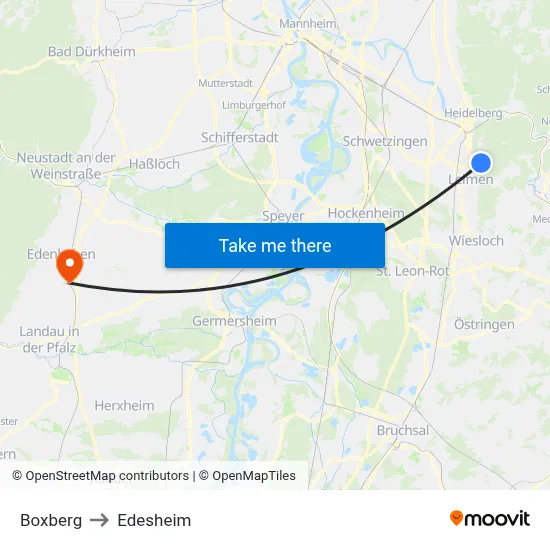 Boxberg to Edesheim map