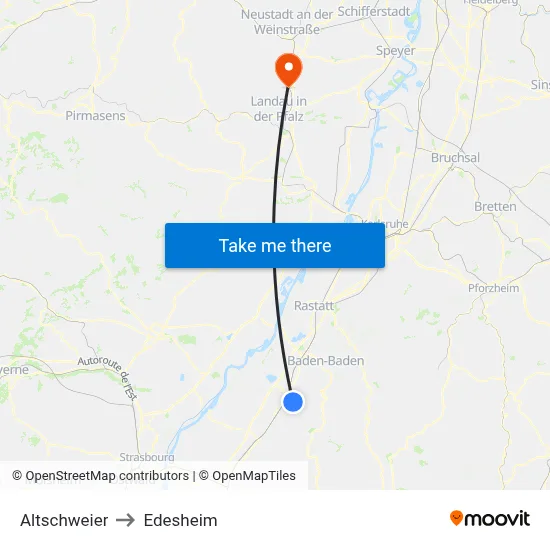 Altschweier to Edesheim map