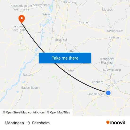 Möhringen to Edesheim map