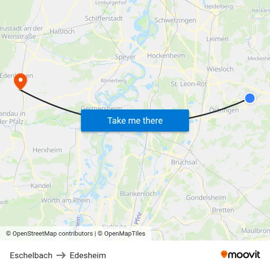 Eschelbach to Edesheim map