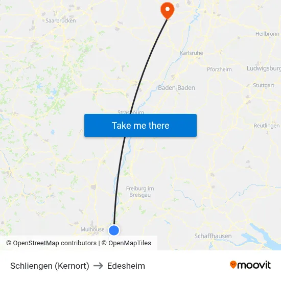 Schliengen (Kernort) to Edesheim map