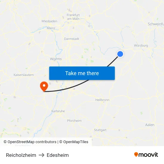 Reicholzheim to Edesheim map
