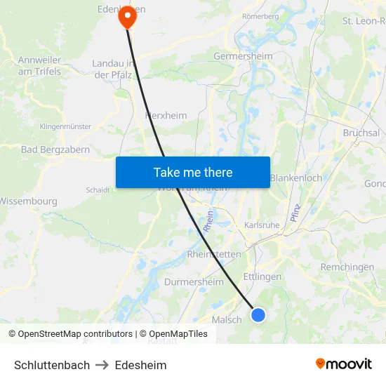 Schluttenbach to Edesheim map