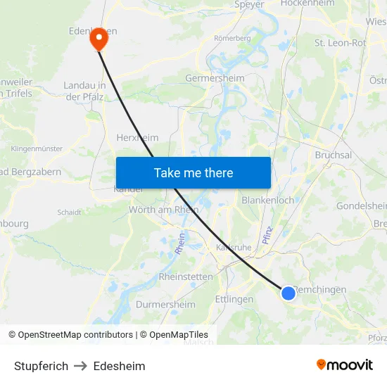 Stupferich to Edesheim map