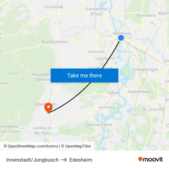 Innenstadt/Jungbusch to Edesheim map