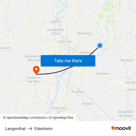 Langenthal to Edesheim map