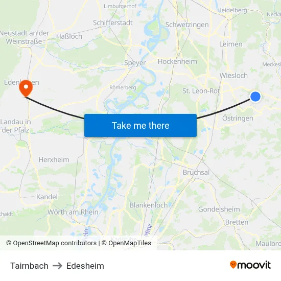 Tairnbach to Edesheim map