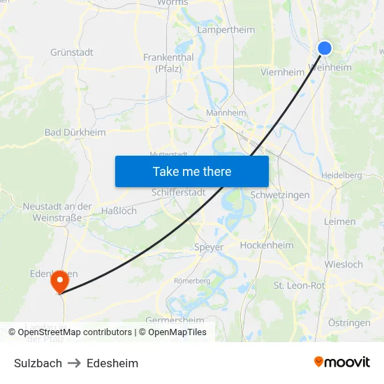 Sulzbach to Edesheim map
