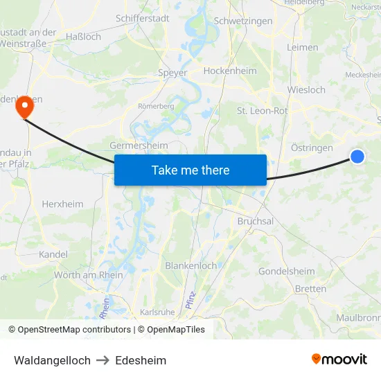 Waldangelloch to Edesheim map