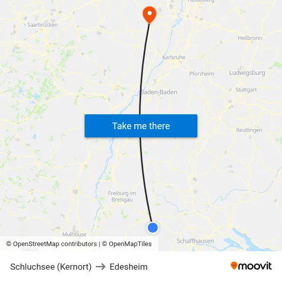 Schluchsee (Kernort) to Edesheim map